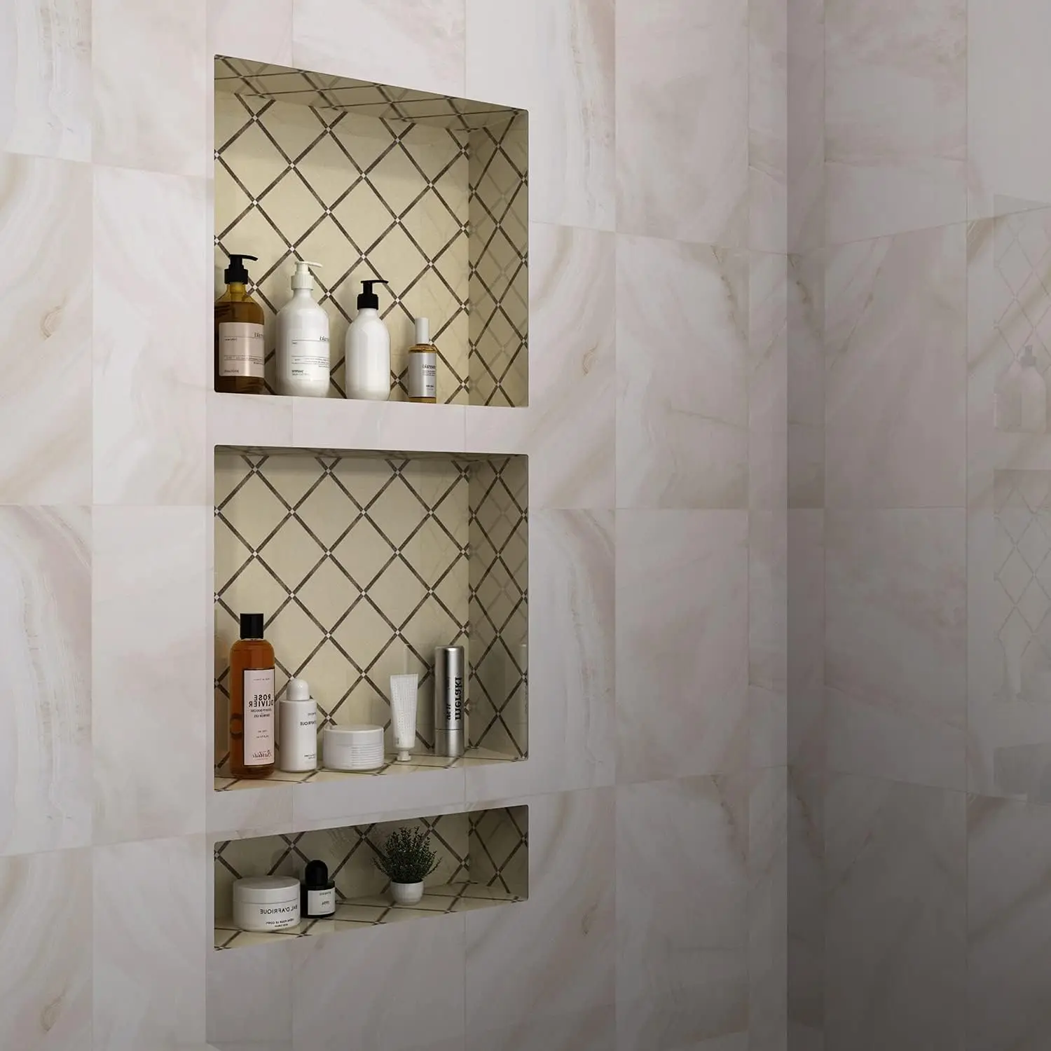 Ready for Tile Shower Niche Recessed Shower Shelves with Texture, ABS Shower Cube for Bathroom 16 x 34 in
