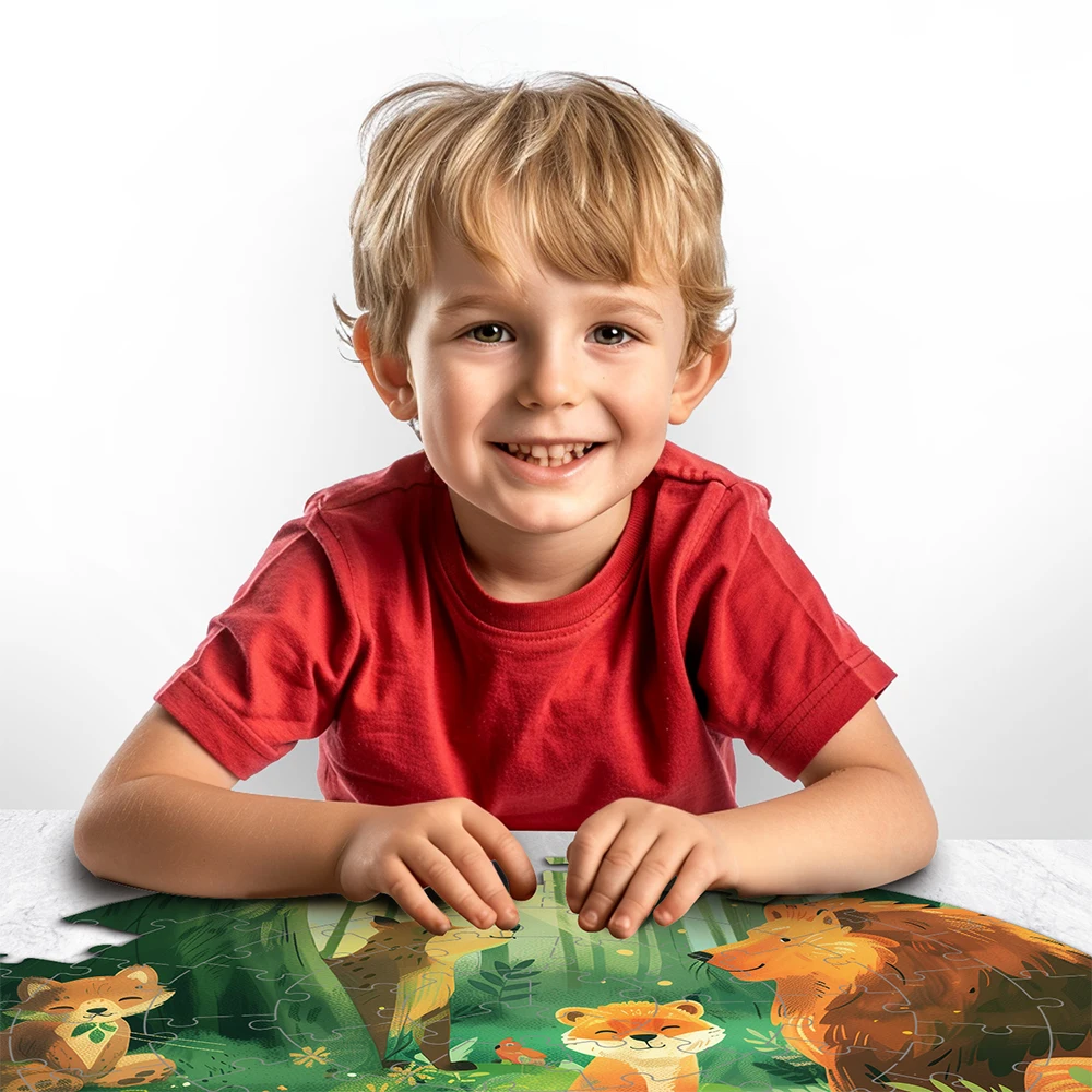 Custom Educational Intellectual Development Toys Kids Animal Forest Giant Jumbo Large Round Floor Jigsaw Puzzle