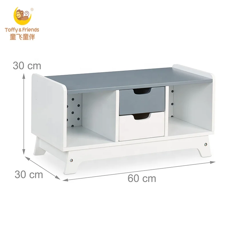 Toffy & Friends Small Wooden TV Stand Storage Cabinet with Drawers