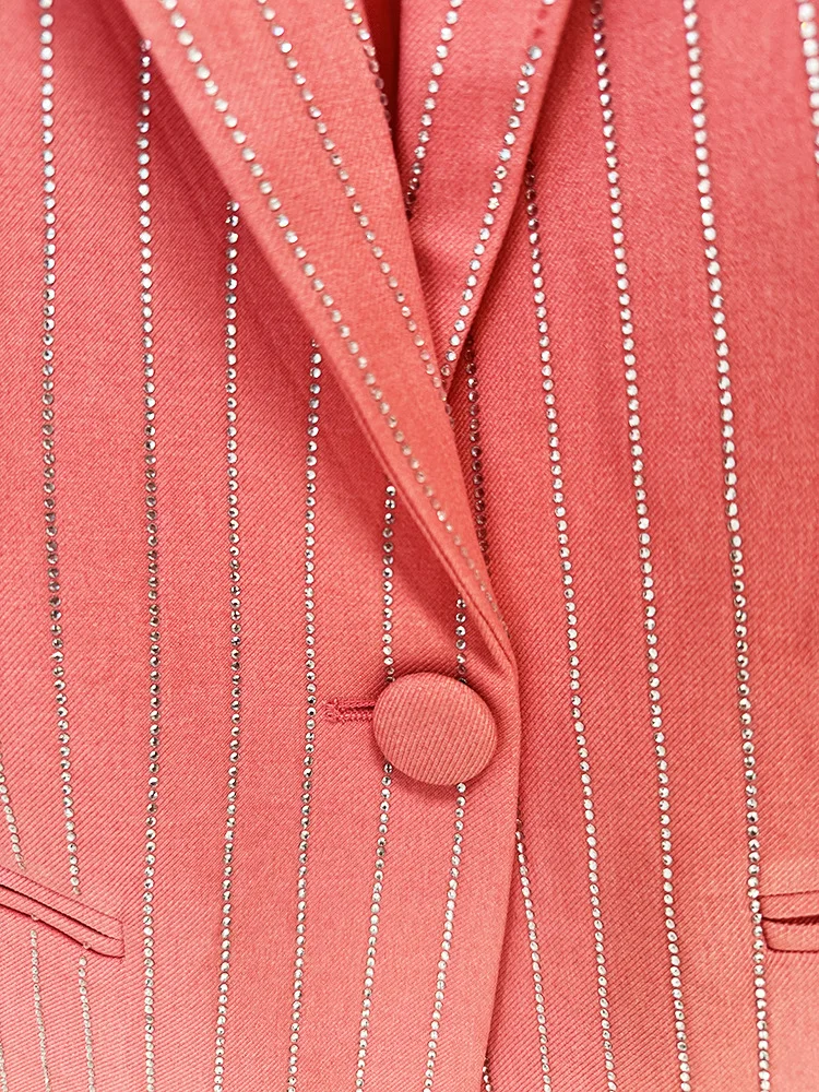 2024 New European and American Star Socialite Temperament Loose Rhinestone Suit Jacket Trousers Suit Two-Piece Suit