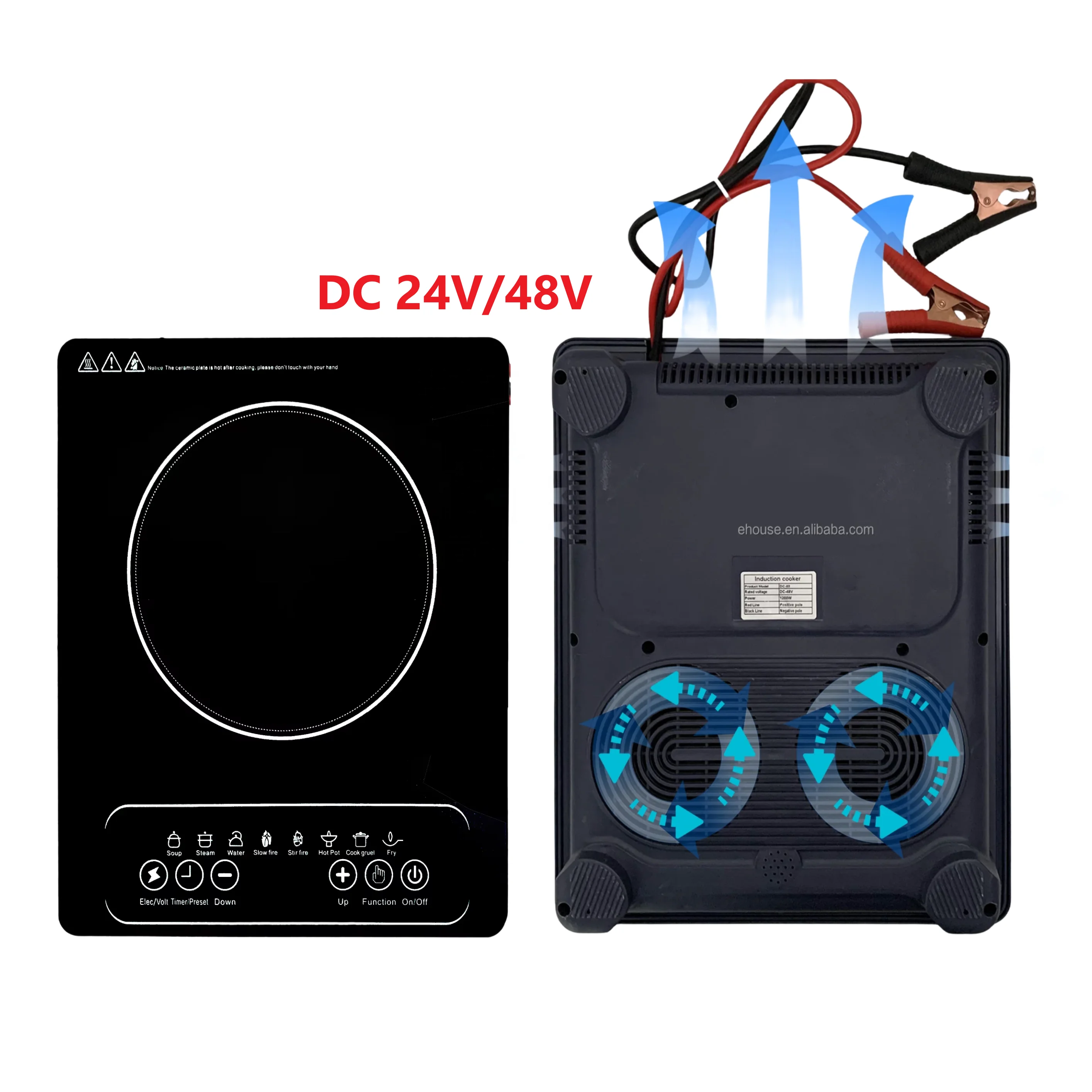 New Single Battery Powered Electric Commercial Solar DC 24V/48V Induction  Cooker Smart Hot Pot Stove