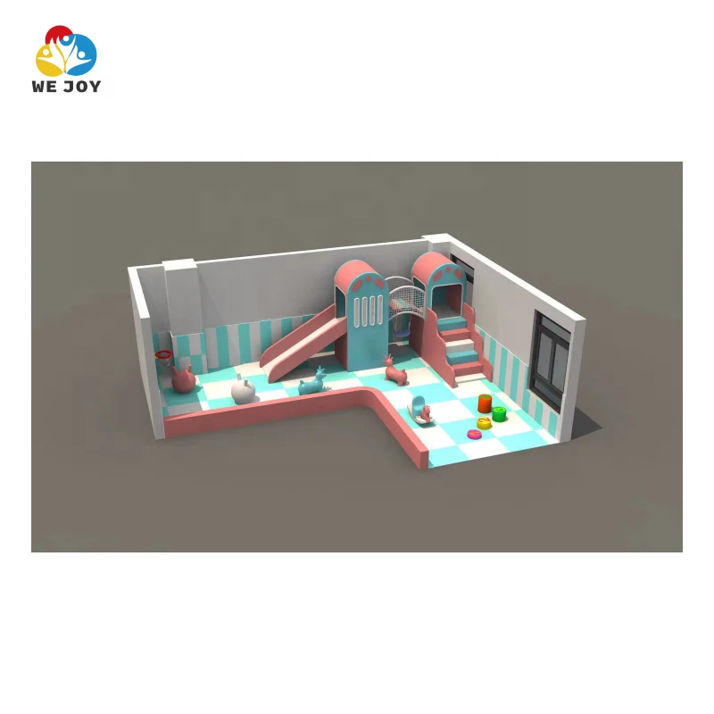 Wejoy play design pastel indoor school soft play set white with pink soft play equipment for kids playroom