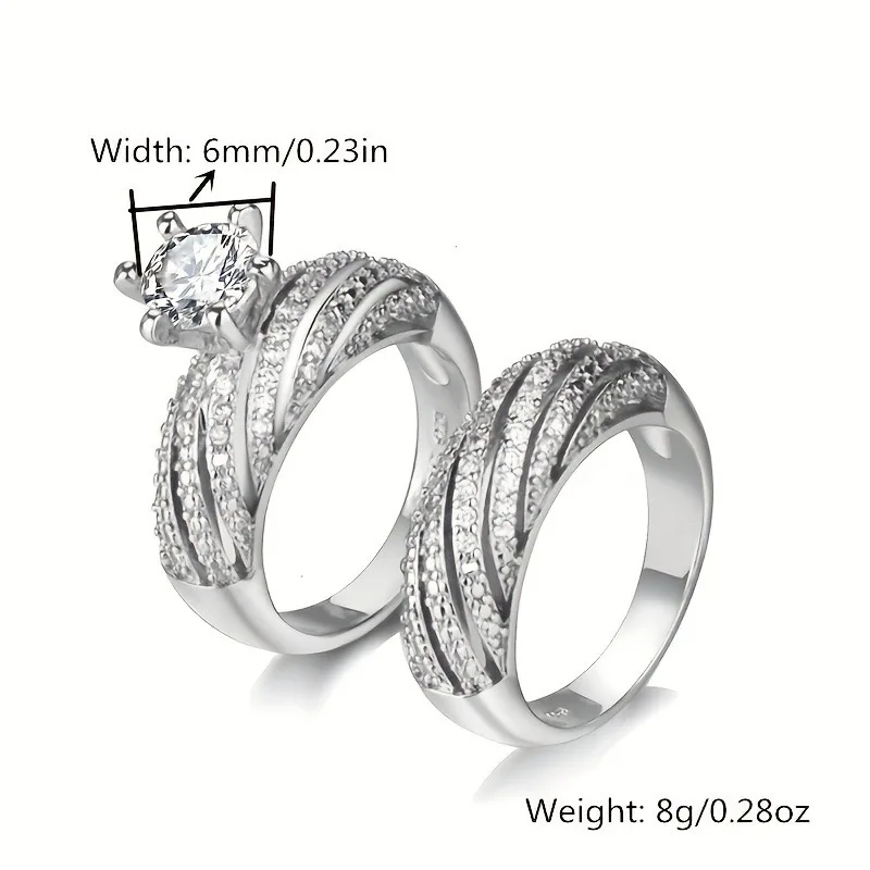 Luxury 2pcs/set Fine Jewelry High Quality Gemstone Diamond Rings Women Customizable Rings anillo de oro