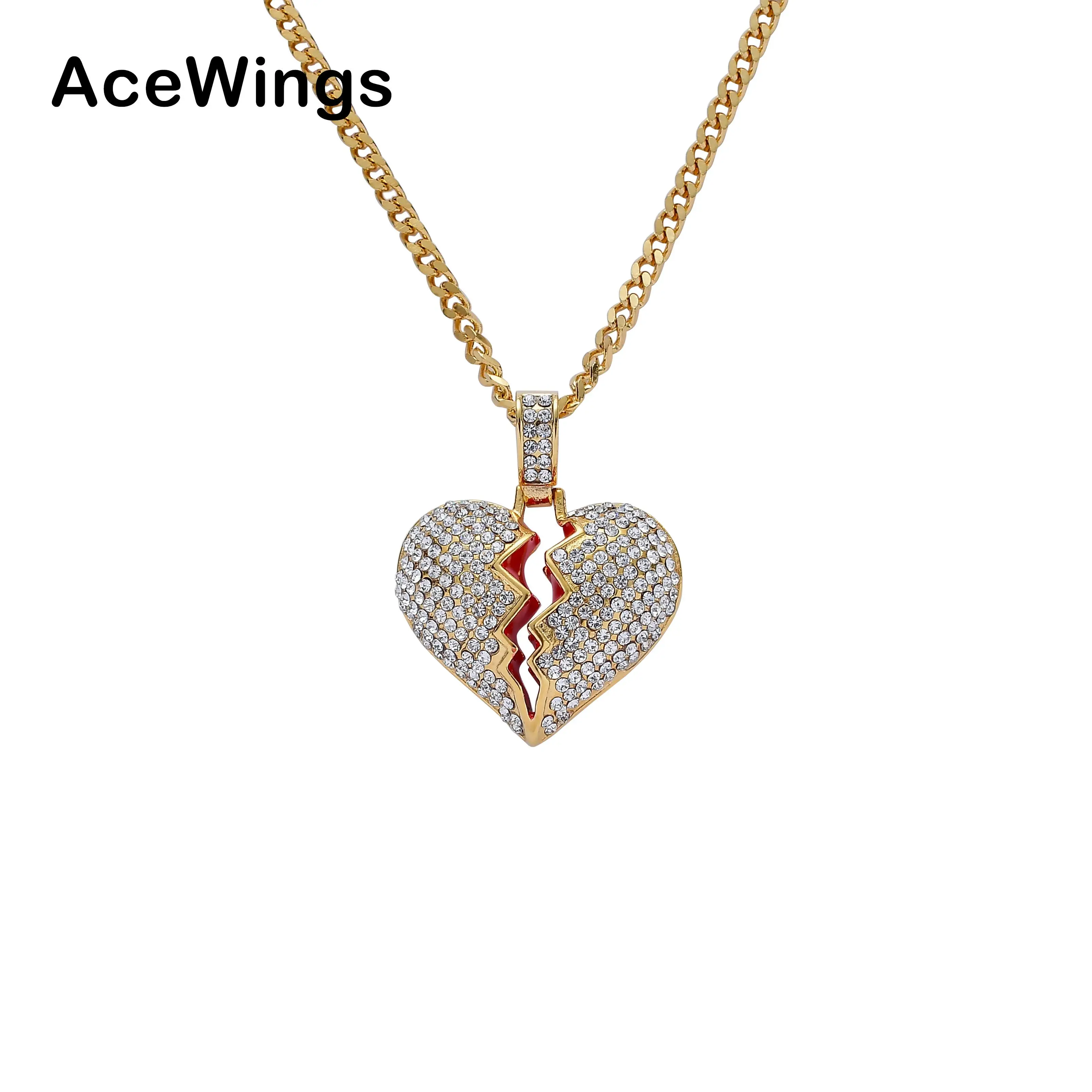 SN208 Stainless Steel Jewelry Hip Hop Heart Pendant Necklace Jewelry