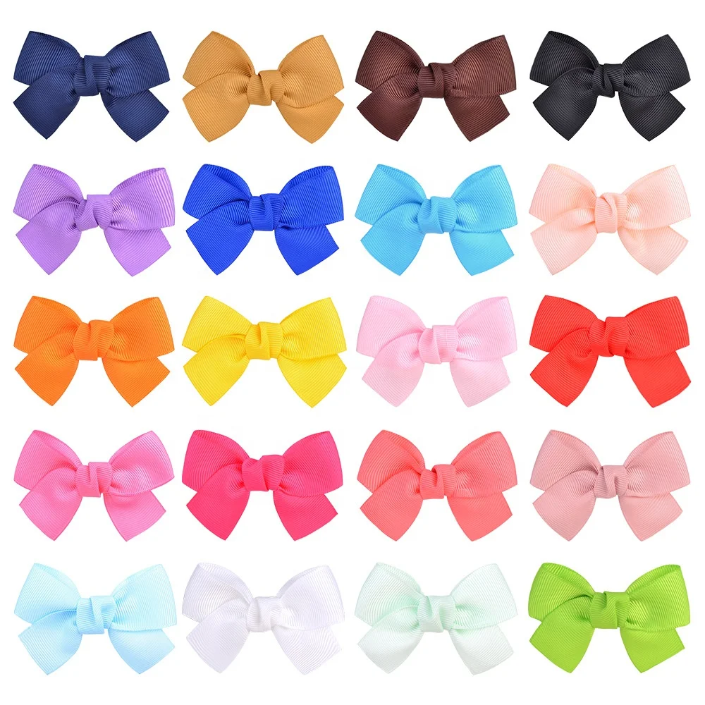 E-Magic Wholesale 20 stock color or custom color 2 inches Grosgrain Handmade ribbon bow with 2 inches clips for kids