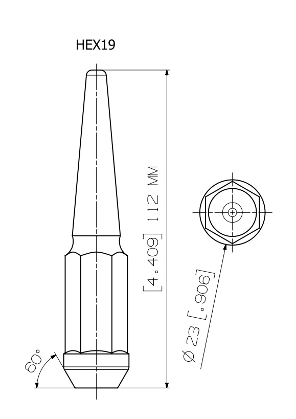 
YJY PTD12 HEX19 BLACK 112 MM closed hub nut WHEEL HUB NUT 