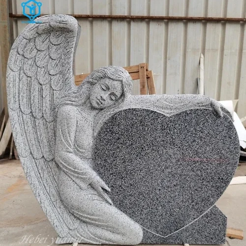 High Quality Carved Granite Marble Angel Wings Tombstone And Monument For Grave