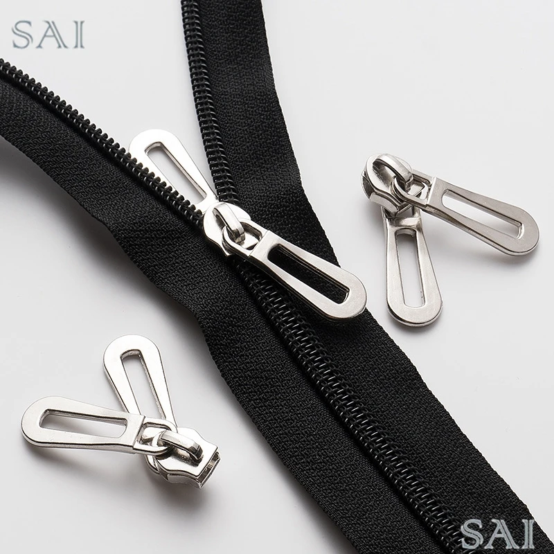 Оптовая продажа, металлический двухсторонний Съемник на молнии 5 #, съемник из цинкового сплава с отверстиями для багажа, одежды, Съемник на молнии