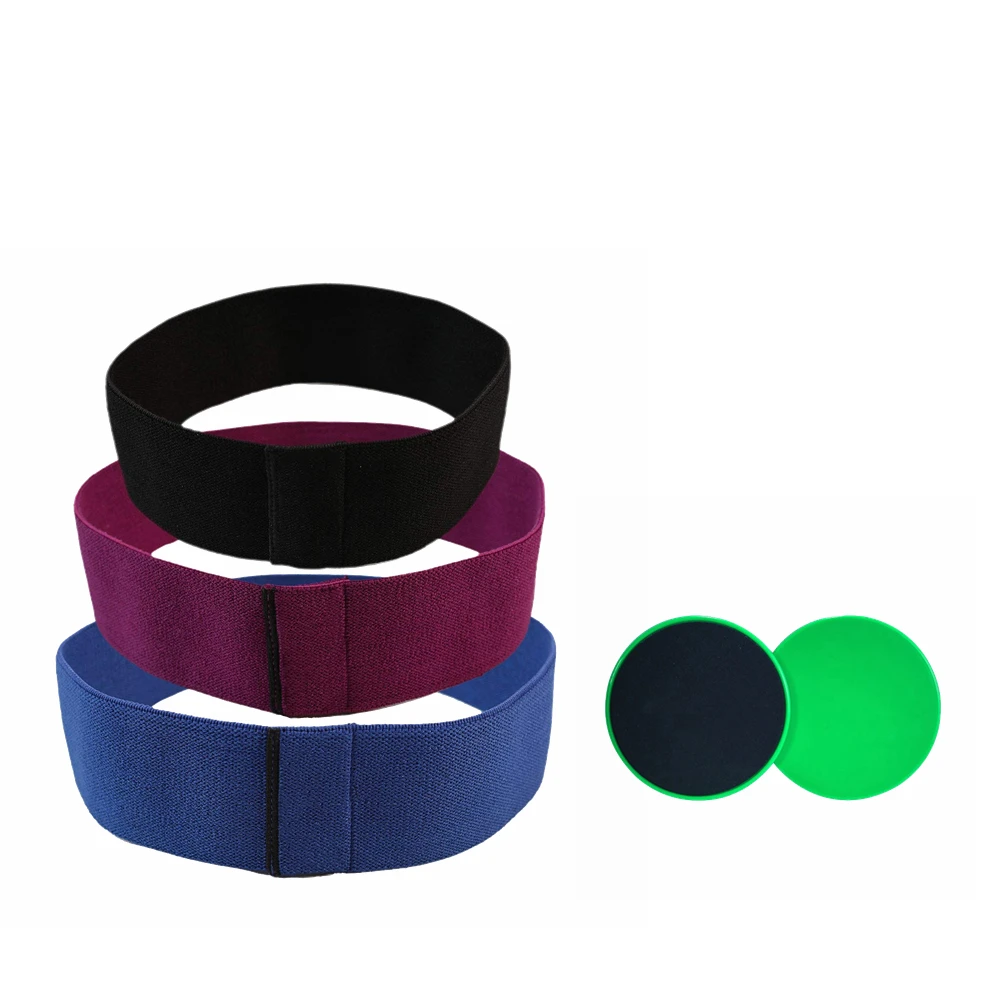 Timecreate Fitness Band Exercise Booty Band Gliding discs Mini Mesh bag Hip Resistance Band Set