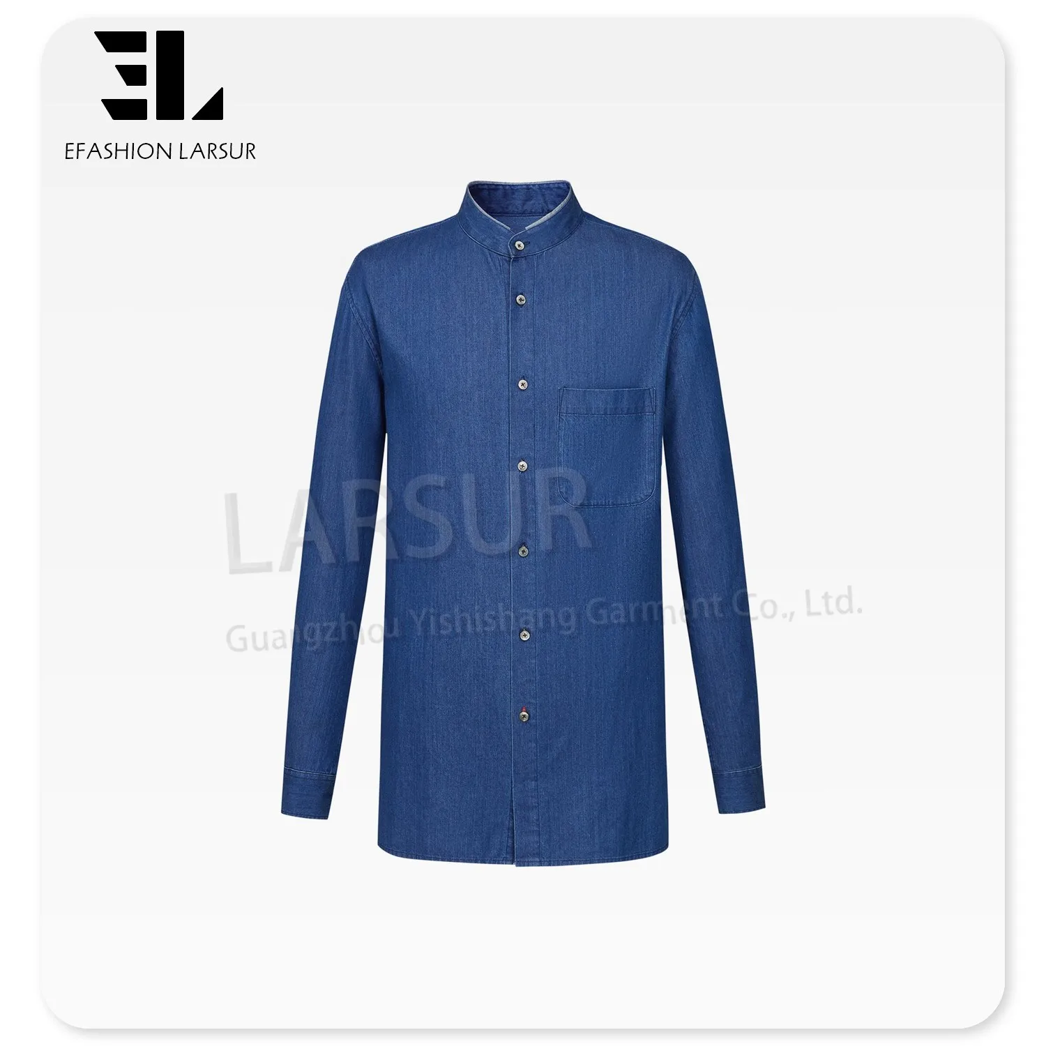 LARSUR clothing manufacturers custom New Chinese Style denim jacket with chinese closure frog knots denim tang suit jacket