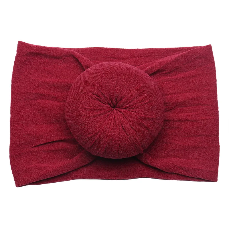 Faddish boutique newborn knot head bow wrap soft elastic doughnut nylon kids hair band for baby girls