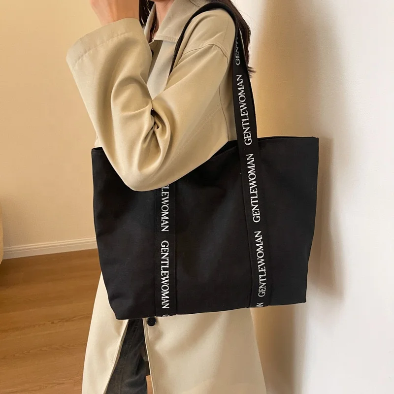Customized Branded Strap Printed logo Shopping Cotton Canvas Active Lifestyle Sporty Tote Bag for gym