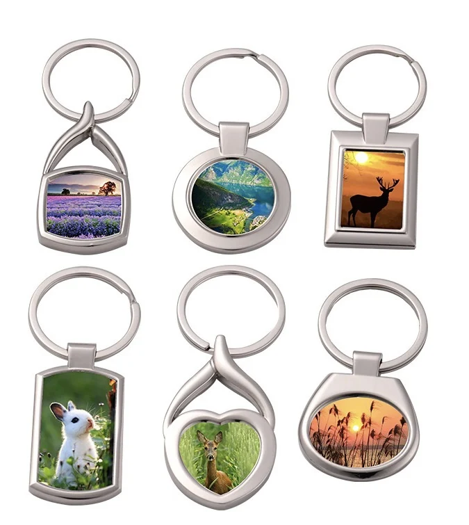 Custom  sublimation metal keychain DIY blank keychains concave position sticker hot stamping aluminum sheet  keyrings