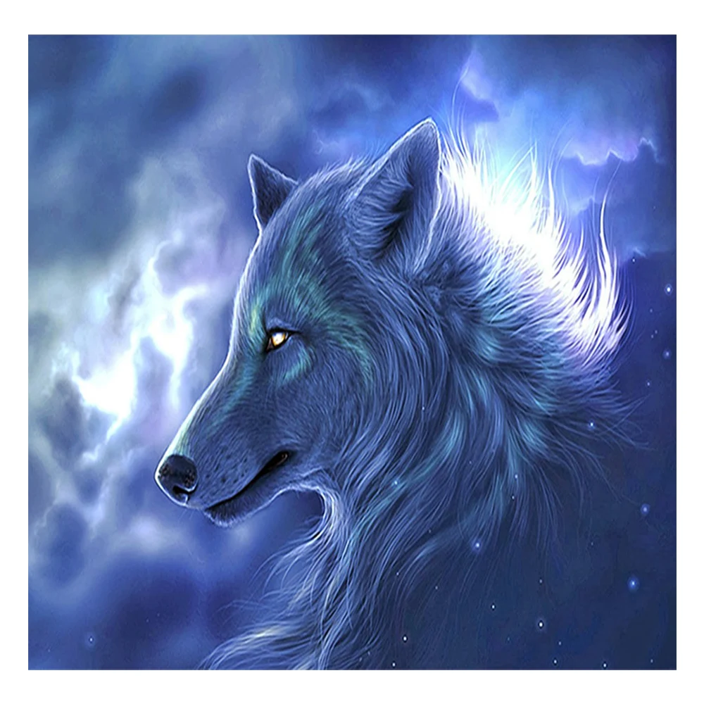 5D алмазная живопись, полная выкладка, животные, алмазная вышивка, картины из страз, Алмазная мозаика, луна, волк