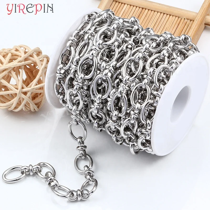 Stainless steel handmade oval cross Chinese knot chain DIY jewelry chain