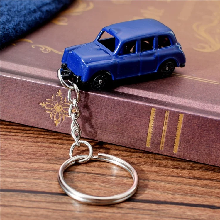 New Arrival Promotional Zinc Alloy Metal Keychain, Elastic Taxi Shape Keychain Black Taxi Keyring