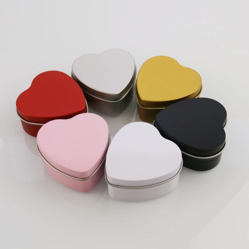 Wholesale Sweet Heart Candy Chocolate Can For Wedding Supplies Tin Box Container 60*59*27mm Heart Shape Tinplate Box