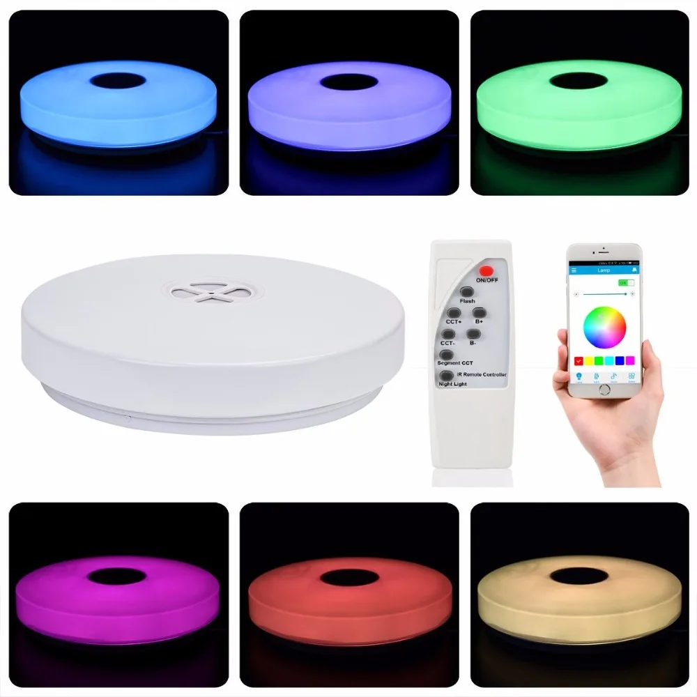  Умный потолочный светильник RGB + CW WW музыкальный проигрыватель с изменением цвета Wi-Fi управление через приложение лампа для гостиной и спальни 24