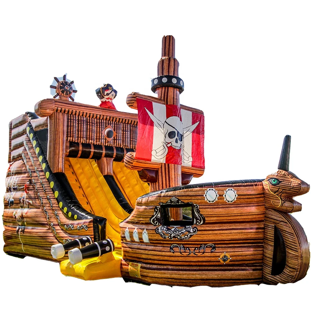 Duralite Climb Pirate Ship Boat Inflatable Bouncy Castle Slide Combo Giant Inflatable Pirate Ship Slide For Sale