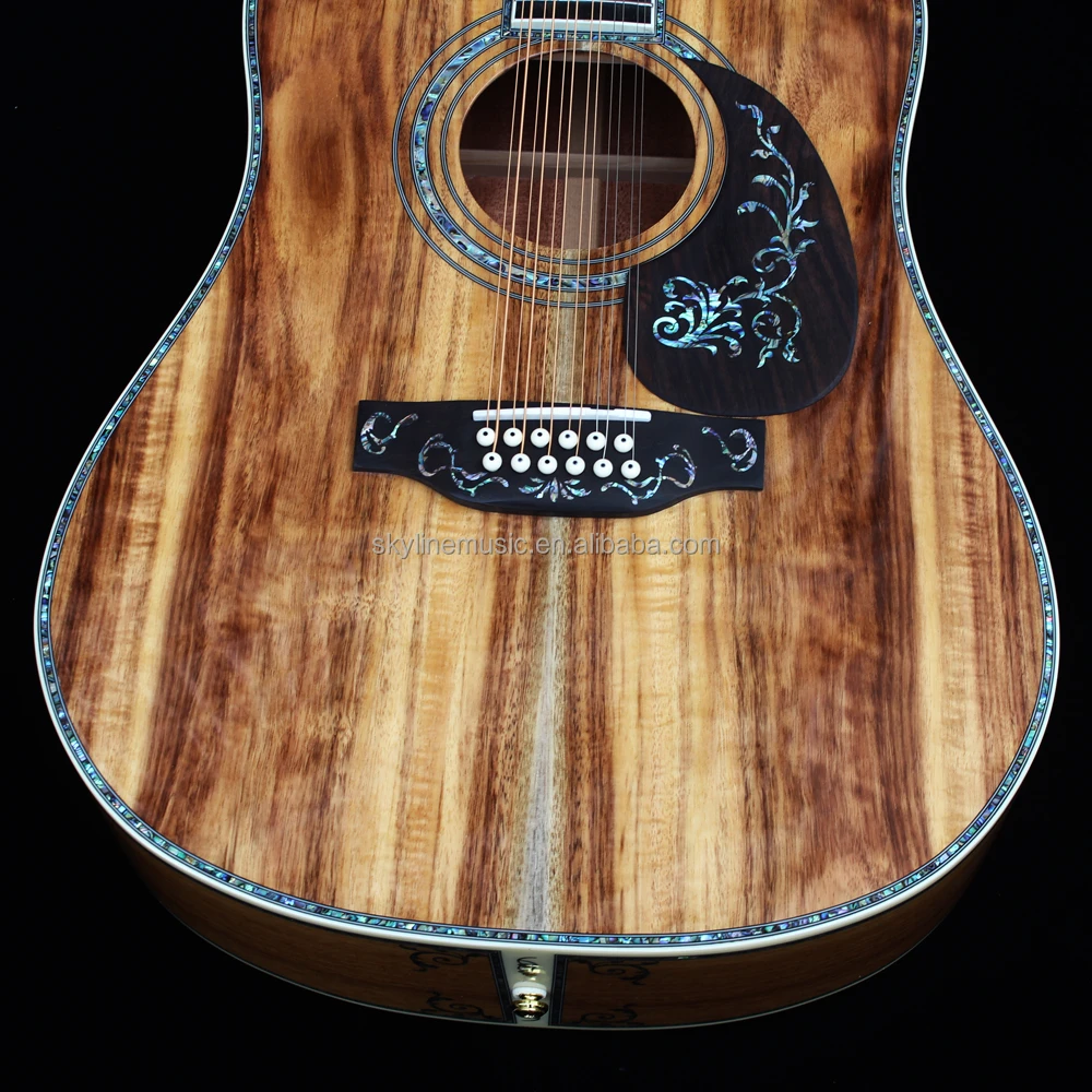 12 Strings Deluxe Solid Koa Wood 41 Inch Acoustic Guitar Handmade