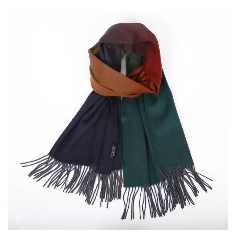 wholesale winter women hijab gradient 100% cashmere muffler scarf shawl designer wool scarf