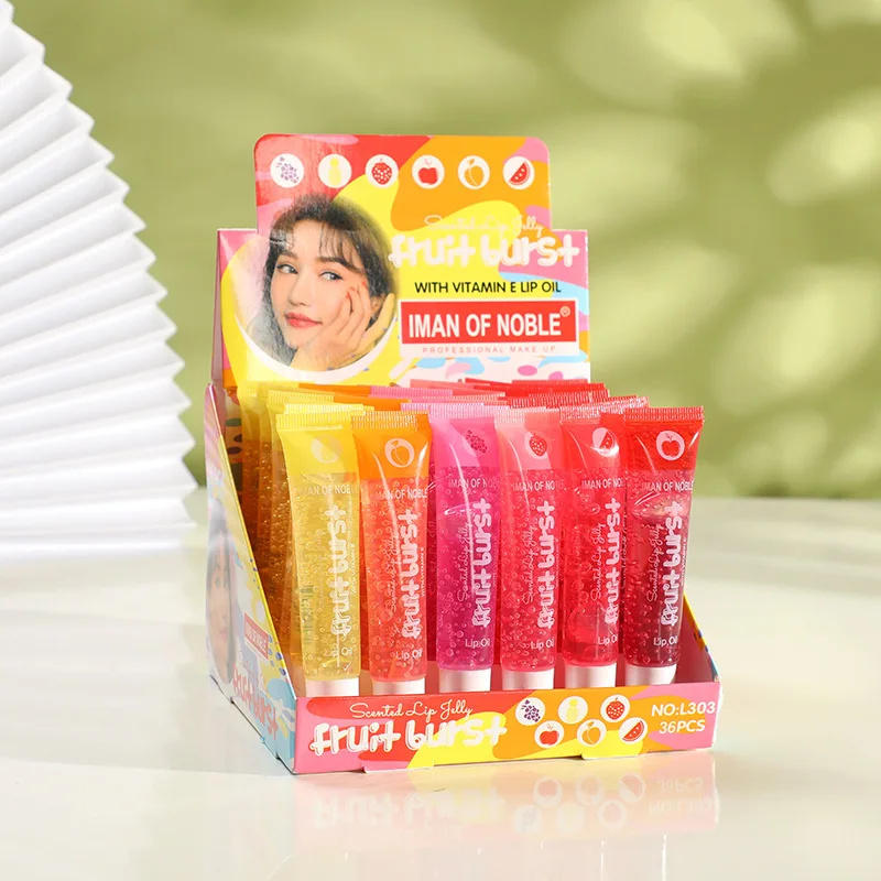 12pc/lot Scented Jelly Lip Gloss Fruit Burst Lip Oil Scented Lip gloss Plumping Lipgloss Moisturizer Vitamin E Mineral Oil