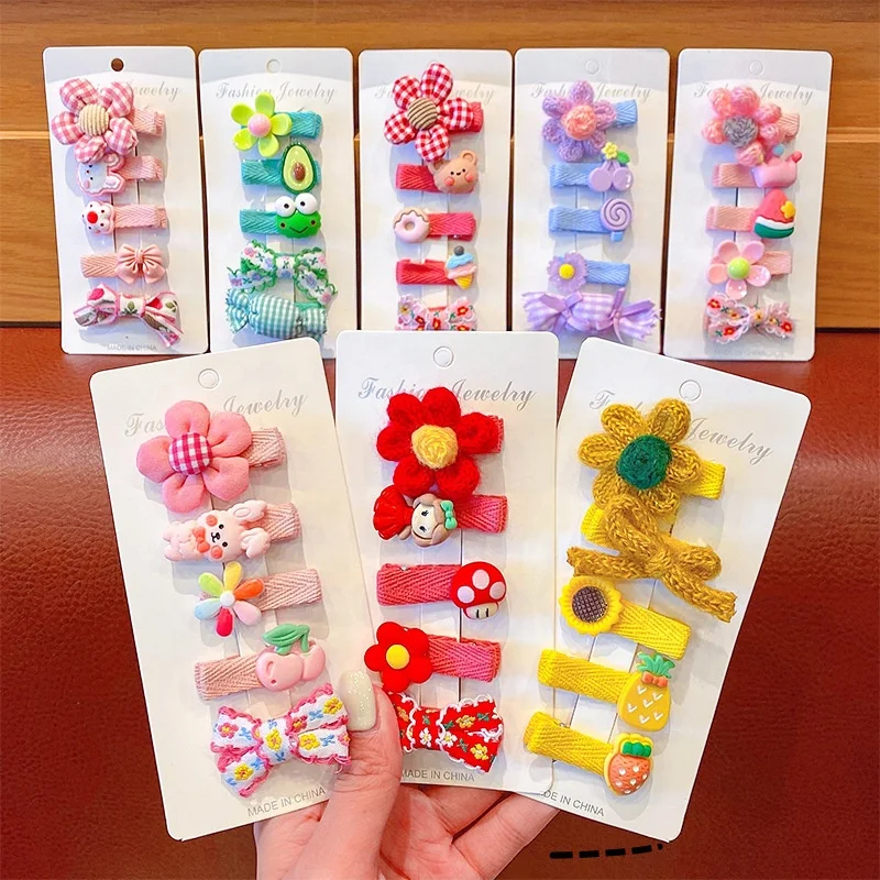 Shenglan Wholesale Custom Logo Personalised Cute Bow Children Hair clips Accessories Set Girls Kids Flower Hair Claw Clips