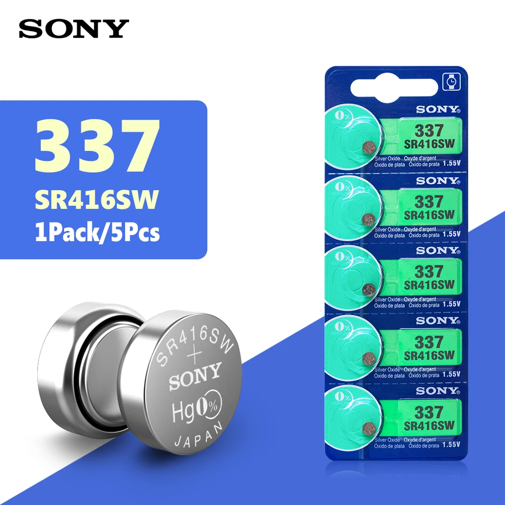 For SONY Original 337 SR416SW 1.55V Silver Oxide Button Cell Battery LR416 337A AG6 for Watch Toys