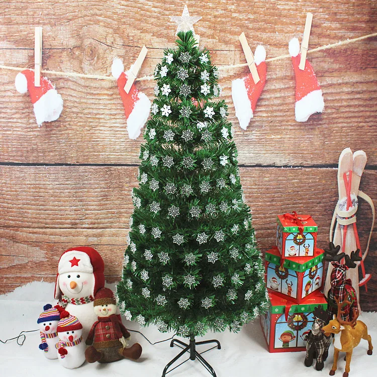 Wholesale 2022 new Xmas ornaments PVC green fiber-optic christmas tree with led star