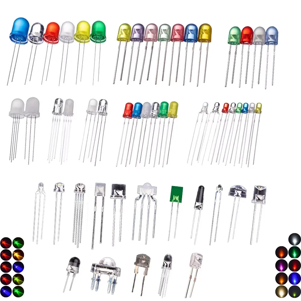 2mm/3mm/4mm/5mm/8mm/10mm Head Lamp Round/Oval/Flat/Straw Through Hole RGBW LED Diode 5mm LED