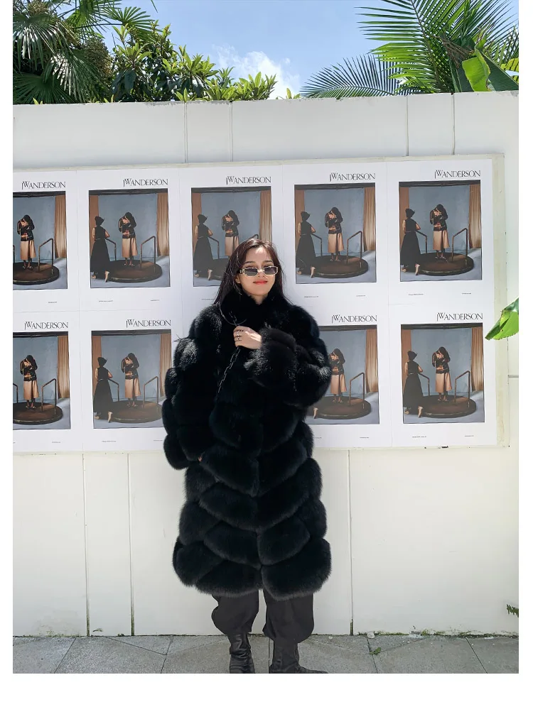 High-end Fur Coat Classic Styles Long Fox Fur Coat Jacket Custom Size Real Fox Fur Coat Long