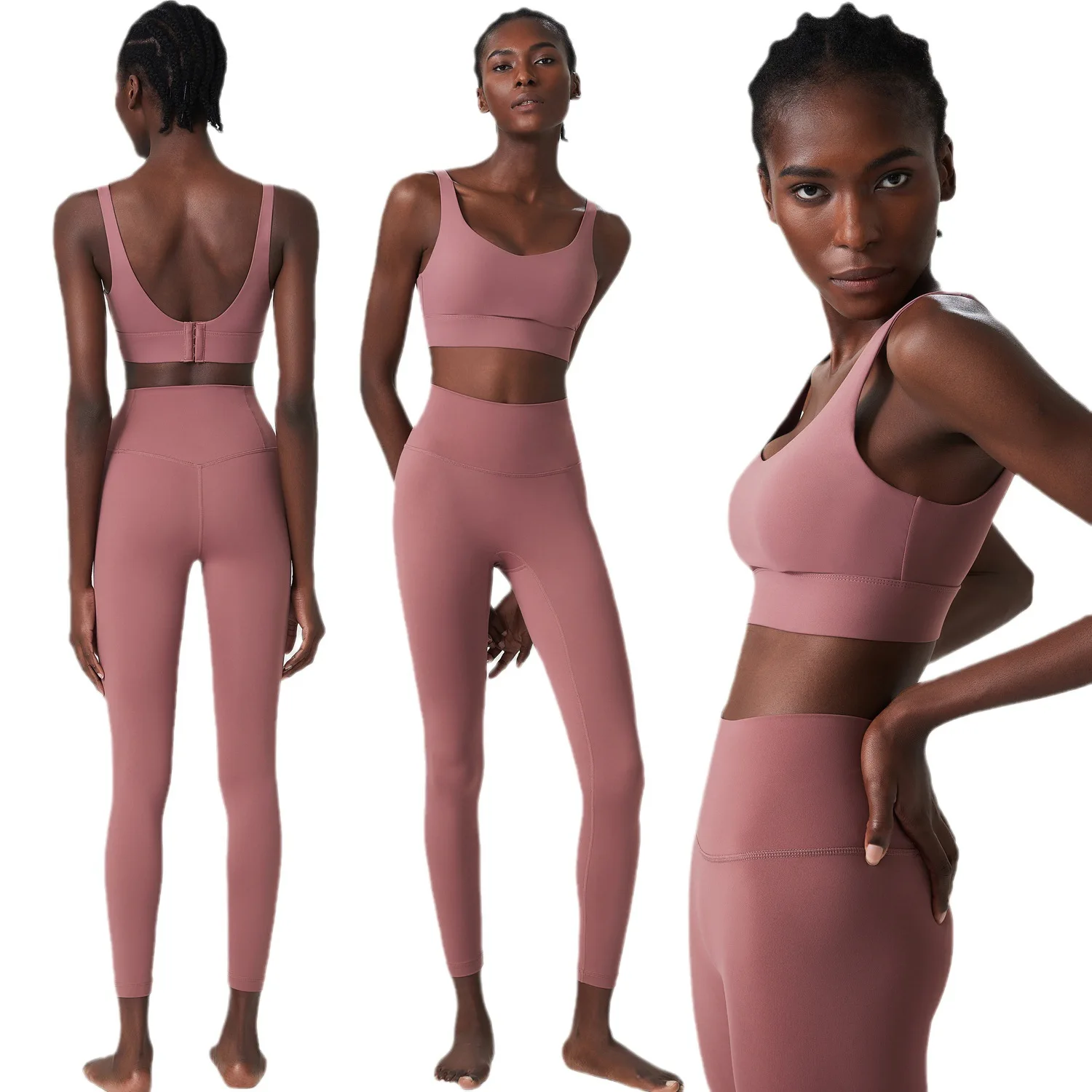 Custom High Waisted Yoga Pants Leggings Bra Sets Sportswear For Women Active Wears Gym Fitness Sets Yoga Clothes