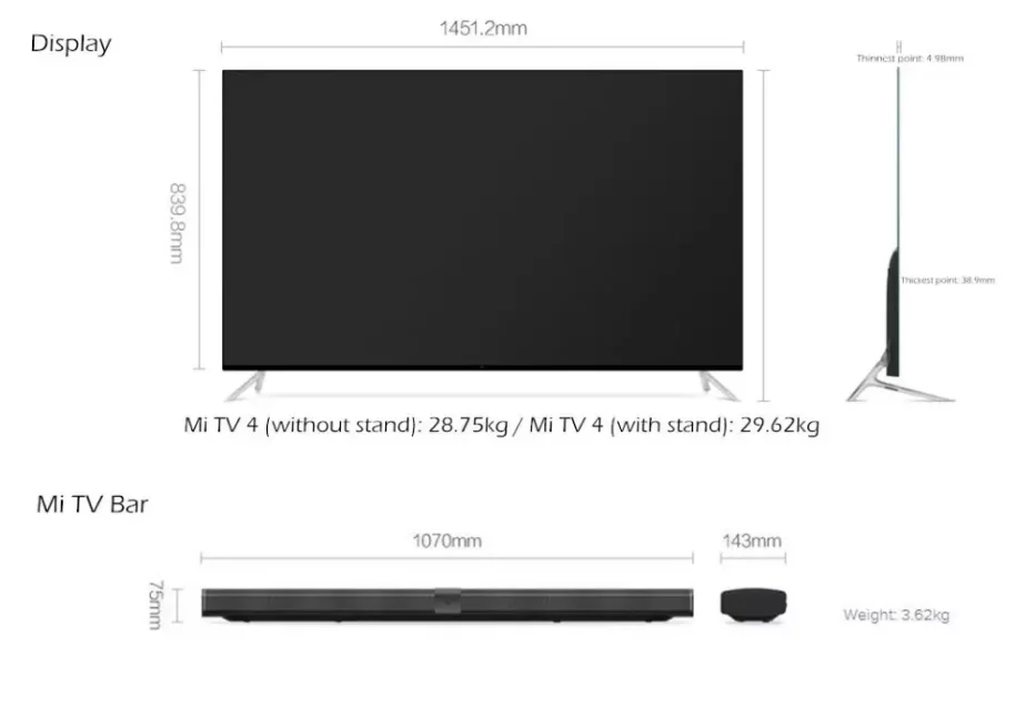 Оригинальный ультратонкий Телевизор Xiaomi TV 4 55 дюймов Smart TV Real 4K HDR