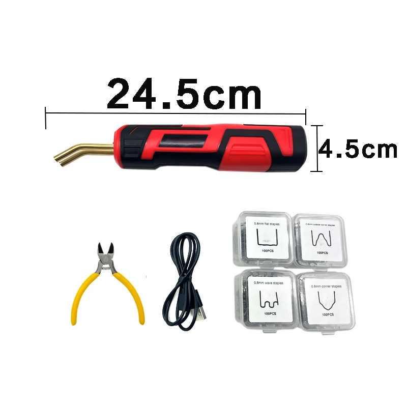 40W USB Rechargeable Cordless Plastic Welder LED Indicator Hot Stapler Gun kit Welding Machine for Car Bumper Crack Repair