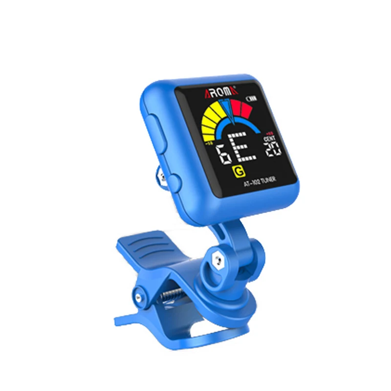 AROMA AT-102 Portable Mini Clip-on Digital Tuner guitar tuner with Foldable Rotating Clip High Sensitivity guitar accessories