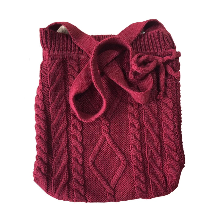 
Autumn and winter new literary knit shoulder bag jacquard 