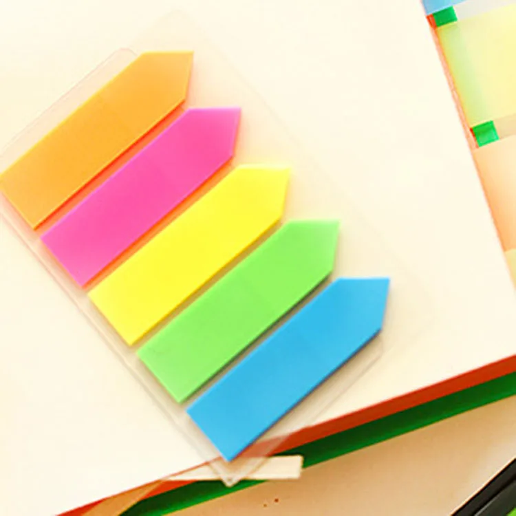 PET Material Self-Adhesive Page Markers Neon Colored Index Tabs Self-Stick mini notas adhesivas Sticky Note