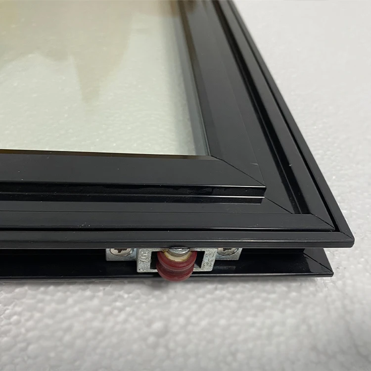 Top quality black frame glass door transparent curved glass door ice cream freezer sliding door