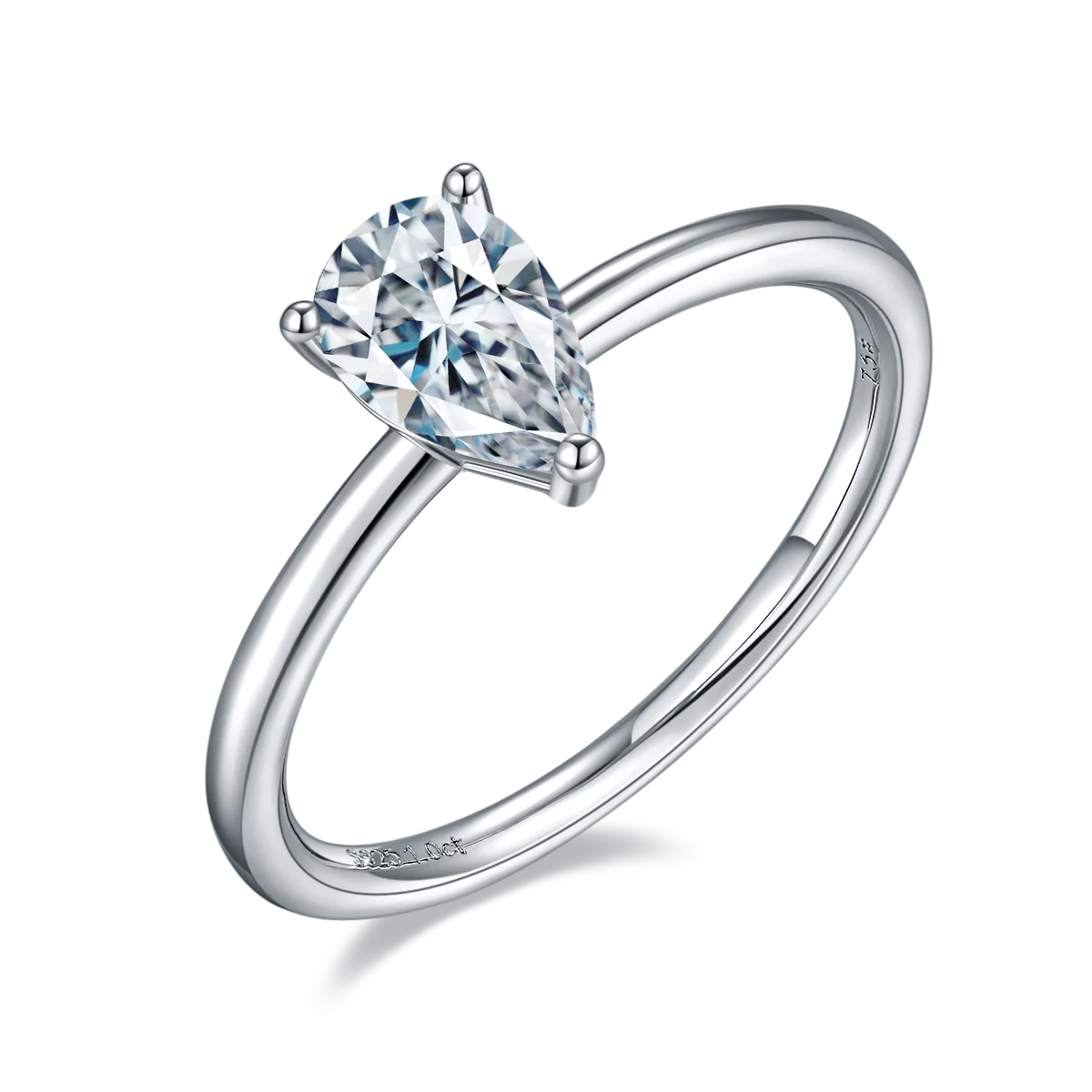 Кольцо из белого золота с муассанитом 1 карат, 14 к, 18 к