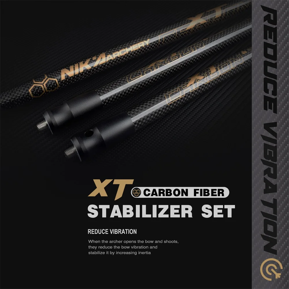 Nika Archery XT Carbon Fiber Bow Stabilizer 3/4/5/10/12/26/28/30 Inch 18mm Damping Rod for Recurve and Compound Bows