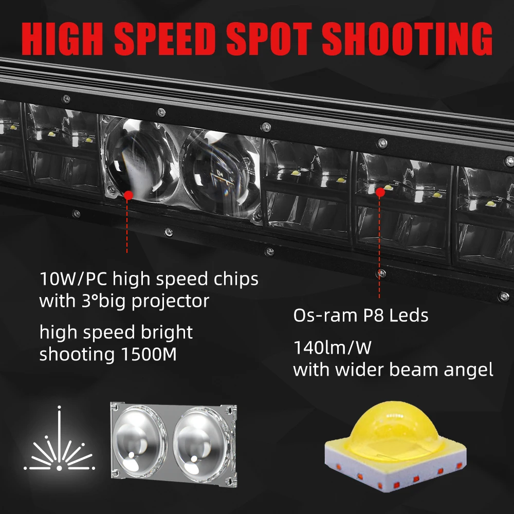 Super Bright 12900lm Automotive Truck Roof Spot 22inch 32inch 42inch 52inch 4x4 Offroad Led Light Bar