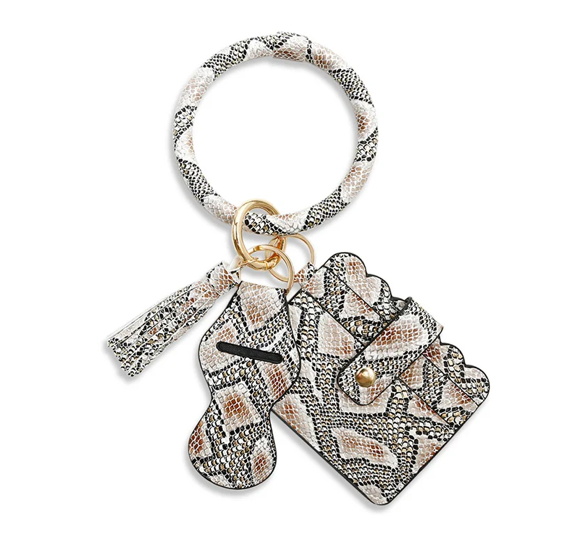 Бесплатная доставка, женский браслет-змея, браслет, держатель для удостоверения личности с кожаным кольцом для ключей с кисточкой и держателем для палочек для девочек