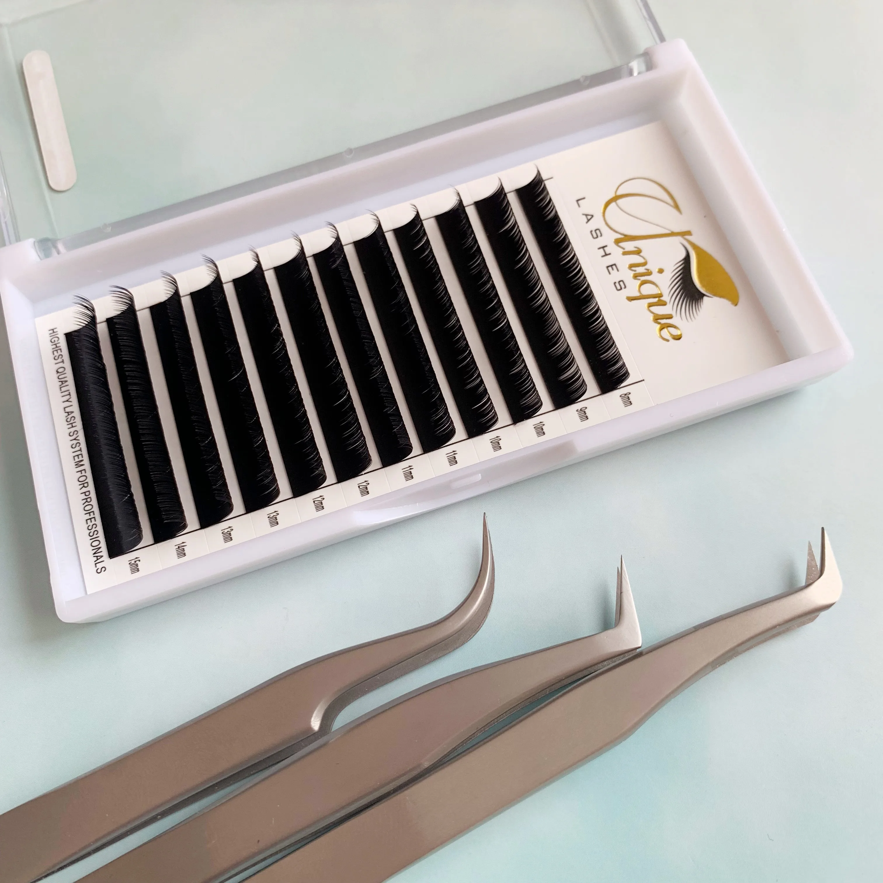 New Type Real Hand Made Deeply Black 0.05mm D curl Mixed Tray Russian volume lashes private label mink eyelashes