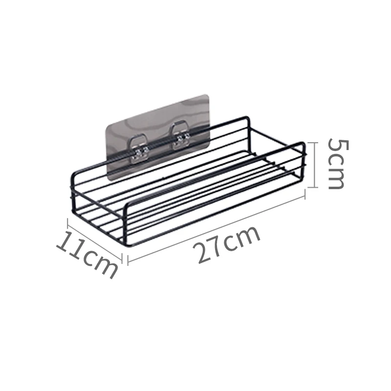 Wall Mounted Bathroom Shelves Floating Shelf Shower Hanging Basket Shampoo Holder Wc Accessories Kitchen Storage Rack