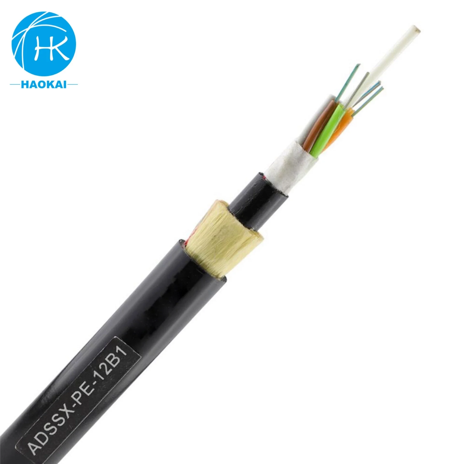 48 Core ADSS Double Sheath 50/80/120/150 meters Span Outdoor Aerial Optical Fiber Cable