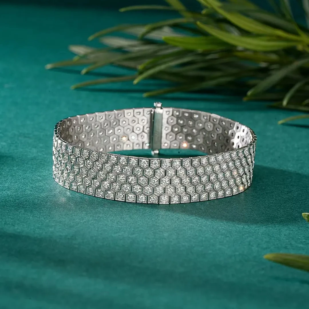 H&F New Design Lab Grown vvs Diamond Bracelet Men cvd Diamond Tennis Bracelet in 18K Gold Custom 14K 9K Solid Gold