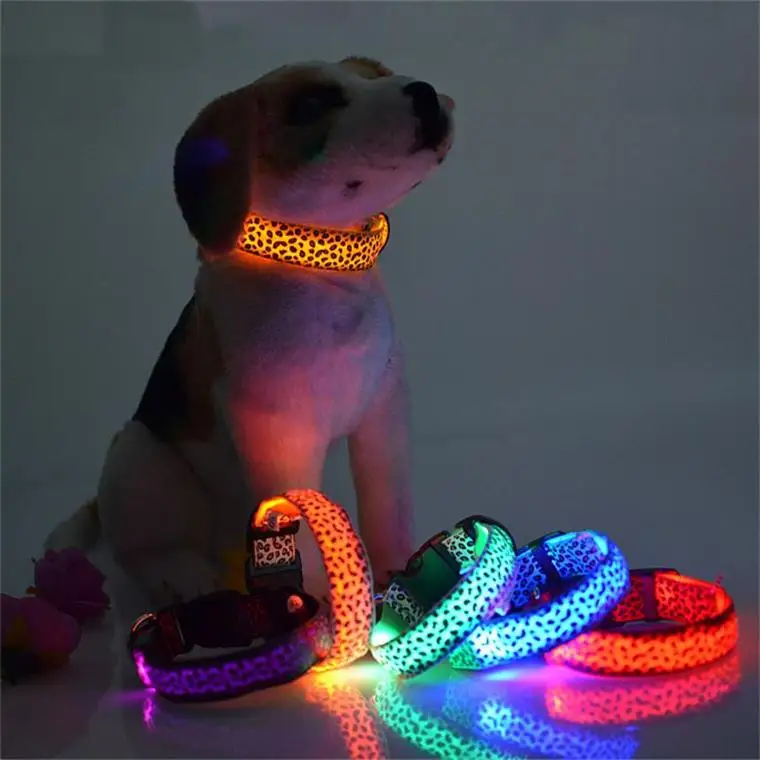 Custom Night Safety Adjustable Leopard Pattern Led Pet Harness Collar Usb Rechargeable Glowing Flashing Led Dog Vest Harness