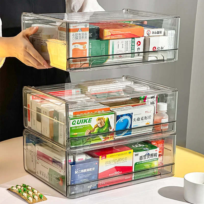 Medicine drawer Home medication storage Clear pill case Storage cabinet Acrylic household necessities