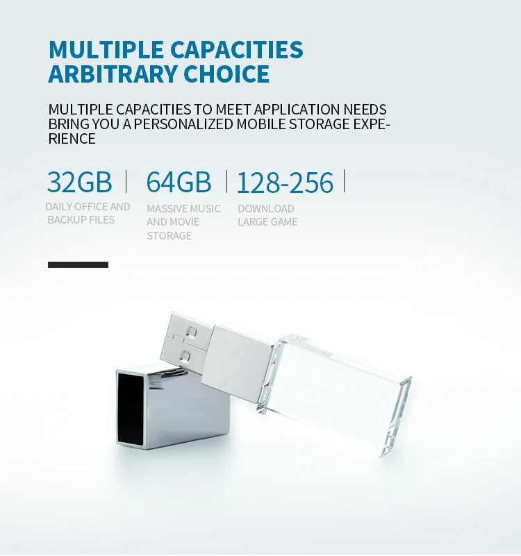 2021 gift usb memory drive crystal large capacity 4GB 32GB 64GB pendrive usb flash drive custom logo 128GB pendrive