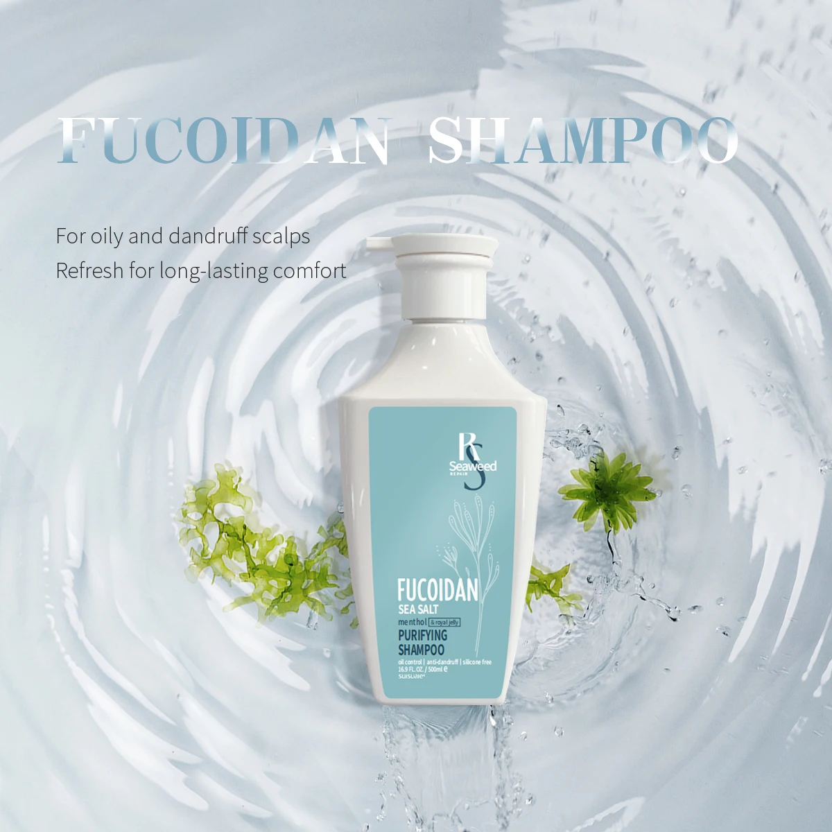 Professional Oil Control Moisturizing Anti-Itching Fucoidan Purifying Hair Care Organic Natural Dandruff Shampoo